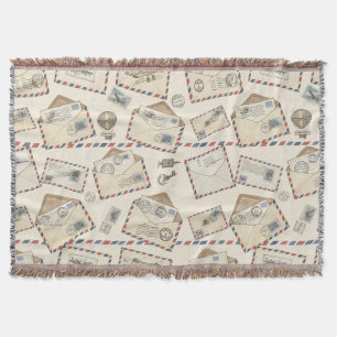 Vintage Airmail Adventure (3) Throw Blanket