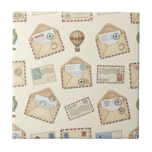 Vintage Airmail Adventure (4) Tile (Front)