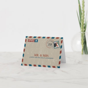 Vintage Airmail Wedding Thank You Card