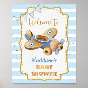 Vintage Airplain Baby Shower Poster