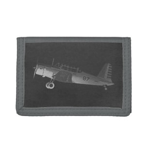 Vintage Airplane #87 Black Trifold Wallet