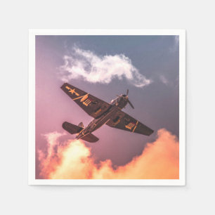 Vintage Airplane Beautiful Sky Napkin