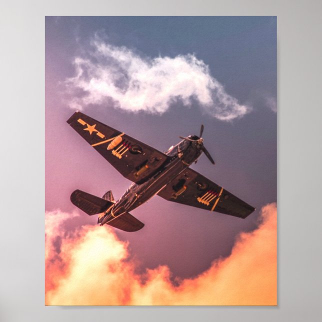 Vintage Airplane Beautiful Sky Poster (Front)