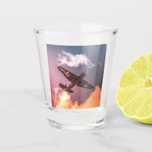 Vintage Airplane Beautiful Sky Shot Glass