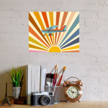 Vintage Airplane Cessna Retro Sunset Colorful