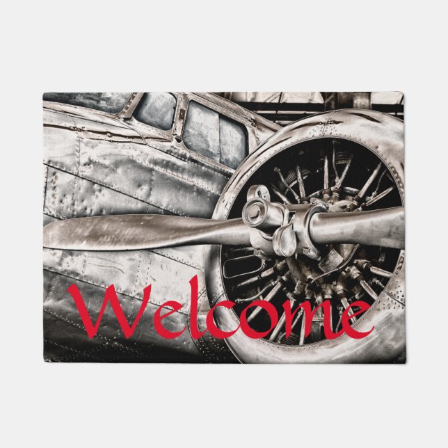 Vintage Airplane Doormat (Front)