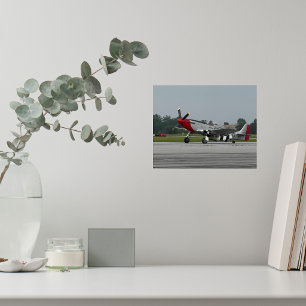 Vintage Airplane P-51 Mustang Aviation Birthday Poster