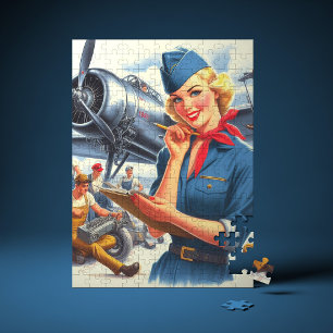 Vintage Airplane Pin-up Jigsaw Puzzle