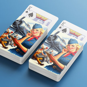 Vintage Airplane Pin-up Playing Cards