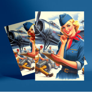 Vintage Airplane Pin-up Postcard
