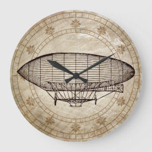 Vintage Airship Large Clock