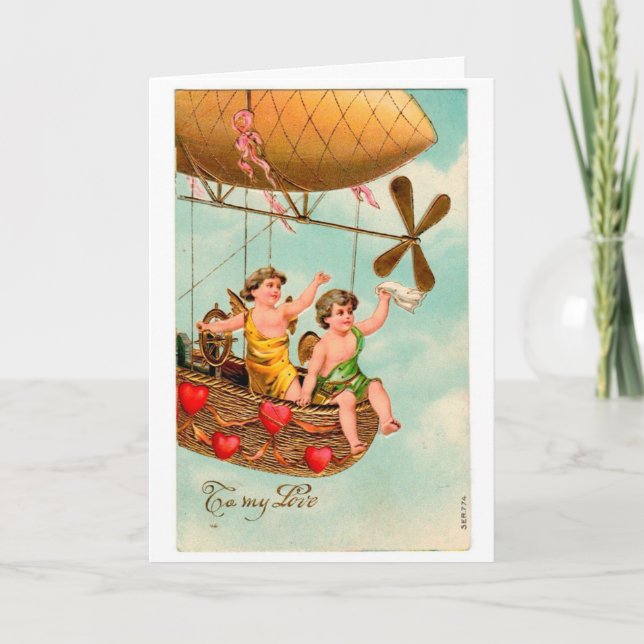 Vintage Airship Valentine Card (Front)