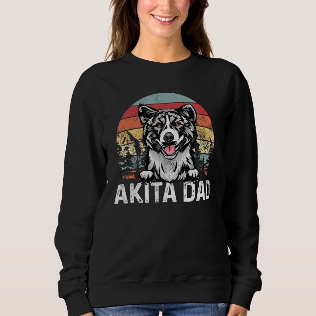 Vintage Akita Dad Retro Sunset Fathers Day Sweatshirt (Front)