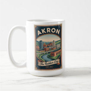 Vintage Akron Ohio Retro Travel Poster Illustratio Coffee Mug