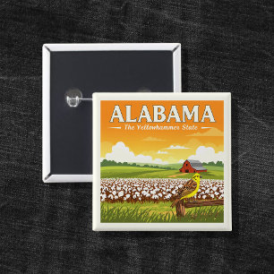 Vintage Alabama 15 Cm Square Badge
