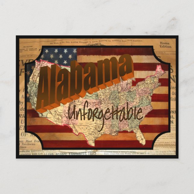Vintage Alabama State Old Postcard (Front)
