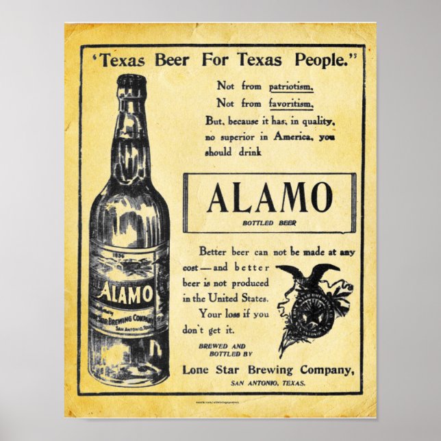 Vintage Alamo Beer Poster Print (Front)
