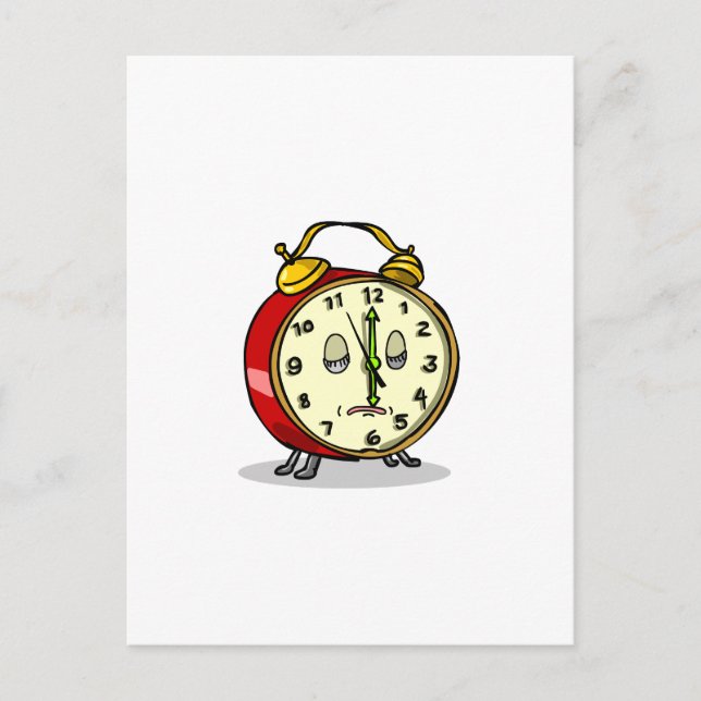 Vintage Alarm Clock Sleeping Cartoon Postcard (Front)
