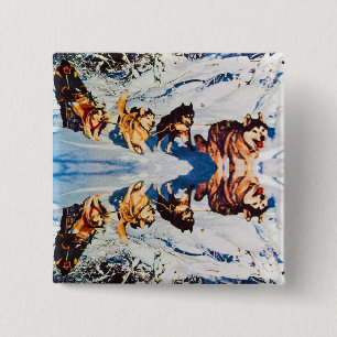 Vintage Alaska eskimo Malamute sled racing 15 Cm Square Badge