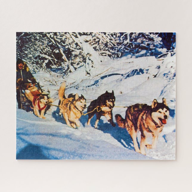 Vintage Alaska eskimo Malamute sled racing Jigsaw Puzzle (Horizontal)