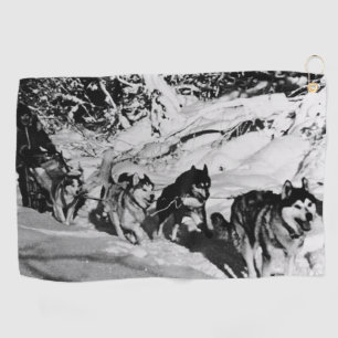 Vintage Alaska eskimo Malamute sled racing Mini Ba Golf Towel