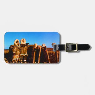 Vintage Alaska Fur clad eskimo arctic sod igloo Luggage Tag