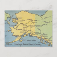 Vintage Alaska Map - Bering Strait, Nome, Barrow