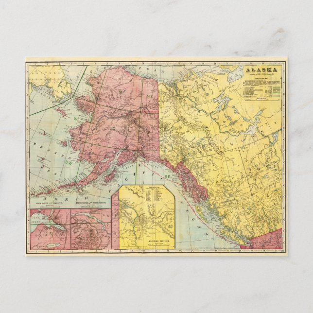 Vintage Alaska Map Postcard (Front)