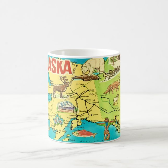 Vintage Alaska Map Postcard Mug (Center)