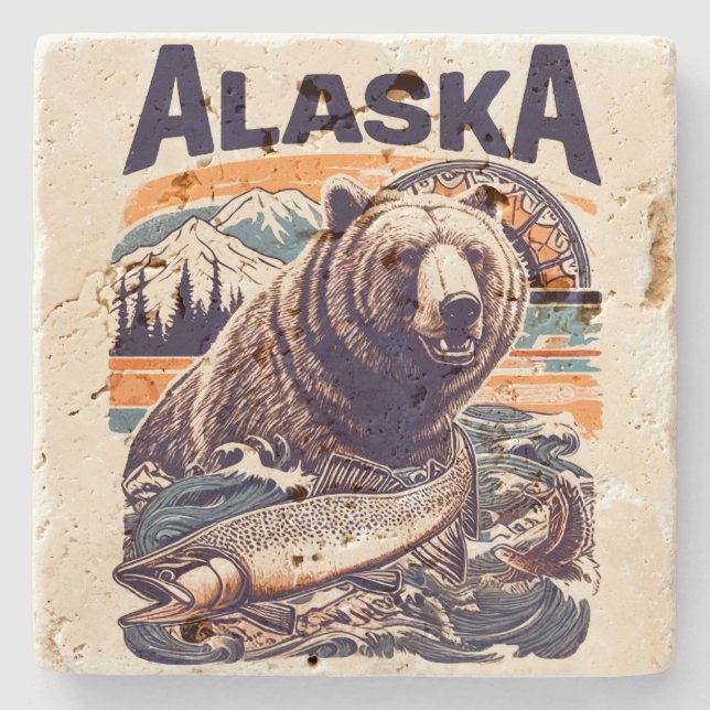 Vintage Alaska Nature Stone Coaster (Front)
