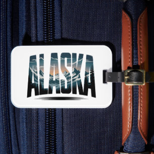 Vintage Alaska Outdoor Adventure Lettering Luggage Tag