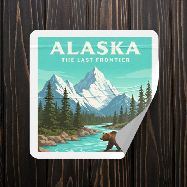 Vintage Alaska Square Sticker (Creator Uploaded)