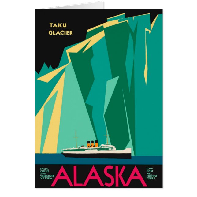 Vintage Alaska Travel Poster Art, Taku Glacier (Front)