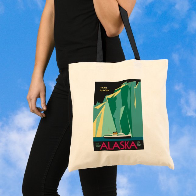 Vintage Alaska Travel Poster Art, Taku Glacier Tote Bag (Creator Uploaded)