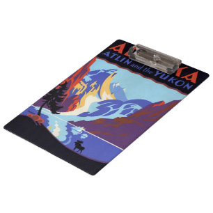 Vintage Alaska Travel Poster, Atlin and the Yukon Clipboard
