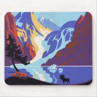 Vintage Alaska Travel Poster, Atlin and the Yukon Mouse Pad