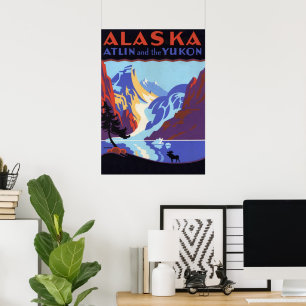 Vintage Alaska Travel Poster, Atlin and the Yukon Poster