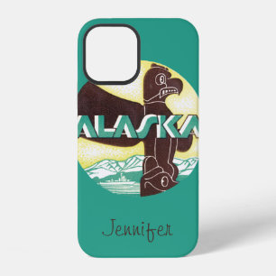 Vintage Alaska Travel Totem Pole Eagle Bird iPhone 12 Case