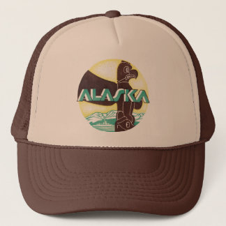 Vintage Alaska Travel Totem Pole Eagle Bird Trucker Hat