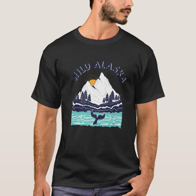Vintage Alaska Wild Landscape Humpback Whale T-Shirt (Front)