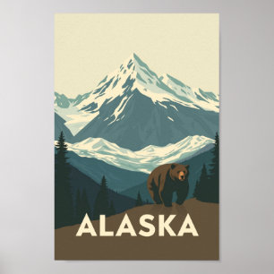 Vintage Alaska Wilderness Travel Poster