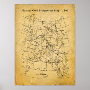 Vintage Alaskan Gold Prospecting Map - 1897 Poster