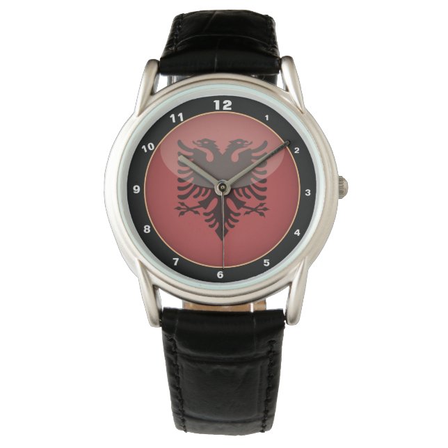 Vintage Albanian Flag & Albania fashion /design Watch (Front)