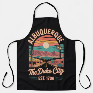 Vintage Albuquerque New Mexico Retro Cityscape Art Apron