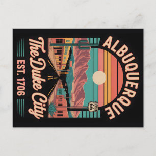 Vintage Albuquerque New Mexico Retro Cityscape Art Holiday Postcard