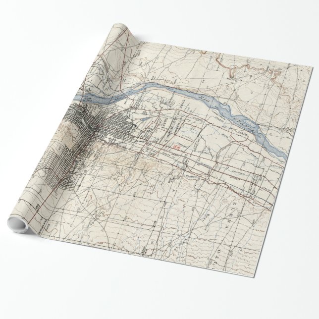 Vintage Albuquerque New Mexico Topographic Map Wrapping Paper (Unrolled)