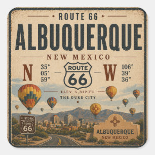 Vintage Albuquerque NM Road Art Square Sticker