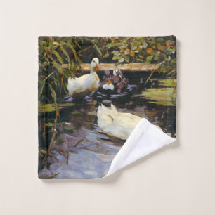 Vintage Alexander Koester Ducks on a Reed Pond  Wash Cloth