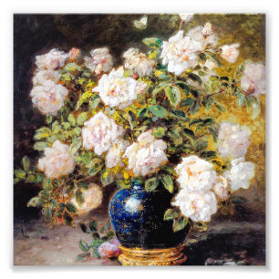 Vintage Alexis Kreyder Roses in a Cobalt Vase Photo Print