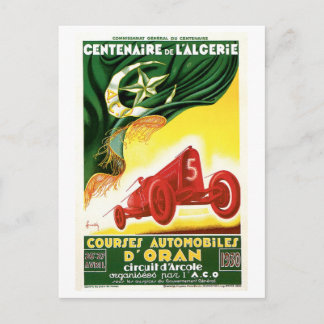 Vintage Algeria 1930 Racing cars Grand Prix Postcard